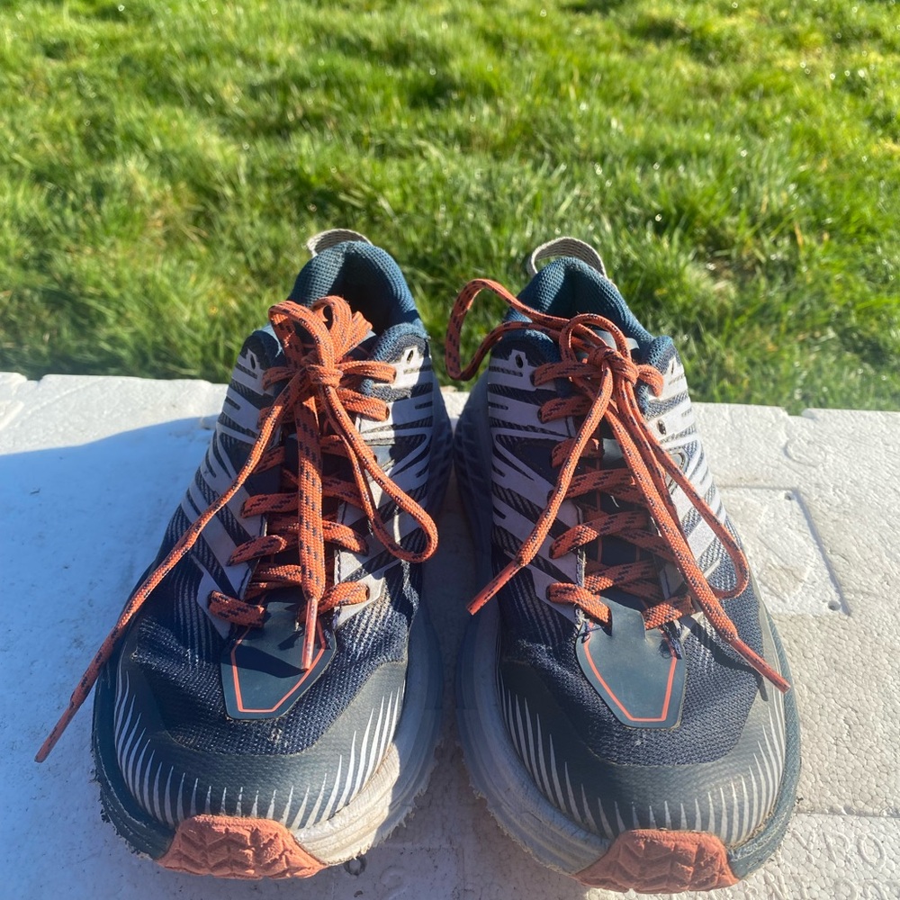 Hoka Speedgoat 4 Womens Black and White Trail Outdoor Running Sneakers Size 5 - Picture 10 of 16